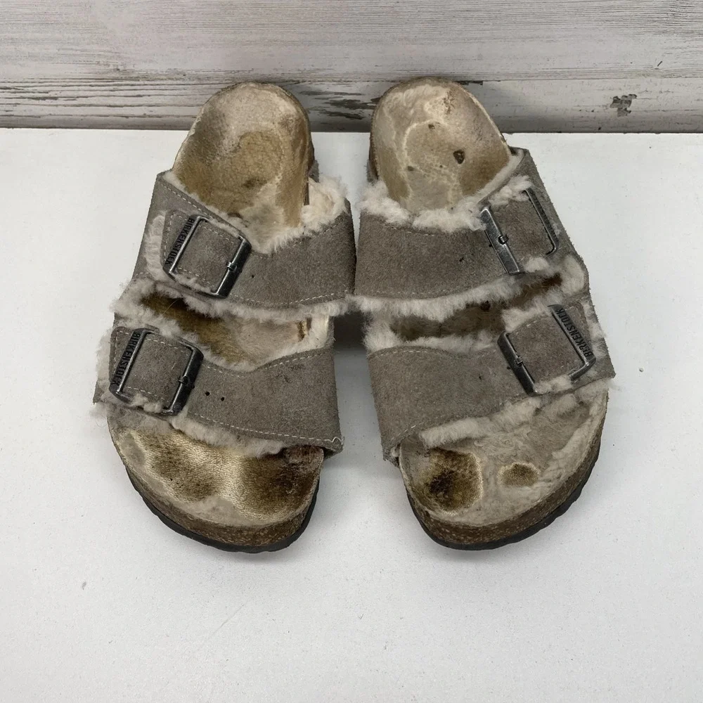 Birkenstock Arizona Shearling Suede Sandals Fuzzy Size‎ 40 9 US